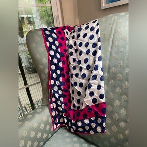 Silk Scarf 31” x 31” Pink, Blue, White Polka Blocks Geometric